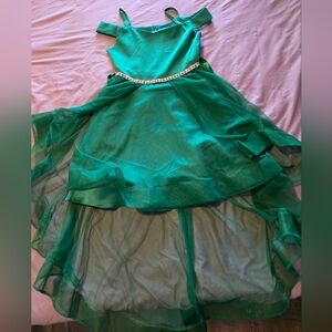 Rare Editions Green Formal Girls Dress with Rhinestone Belt